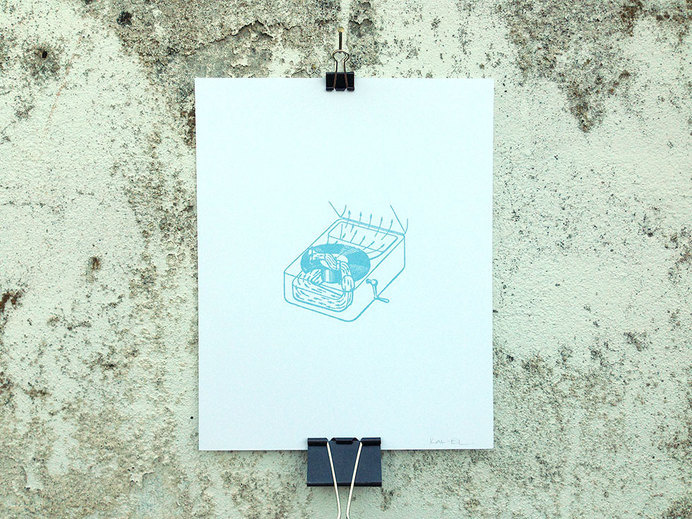 Sound Flow, Turning - 8 x 10 Mini Poster #phonograph #print #kitsch #retro #illustration #sound #vintage #poster #etching #music