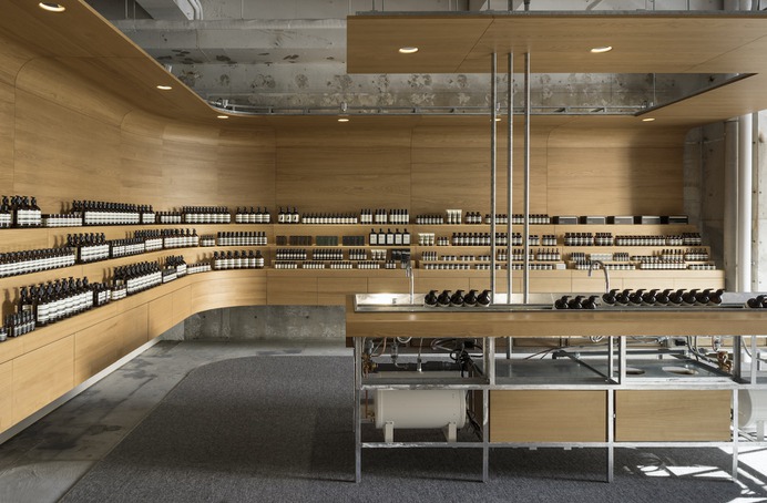 Aesop Shibuya is a minimalist interior located in Tokyo, Japan, designed by Torafu Architects