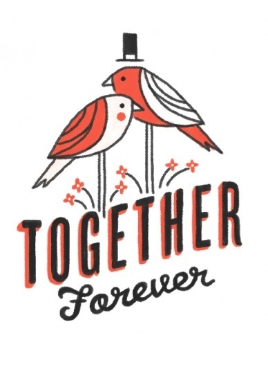 Ryan Feerer #red #design #together #birds #illustration #forever #logo #wedding #flowers
