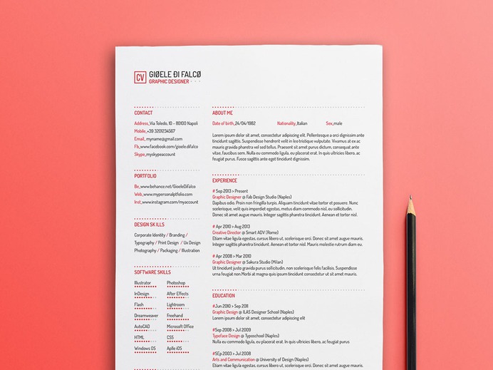 Free Simple Typographic Resume Template for with Clean Design