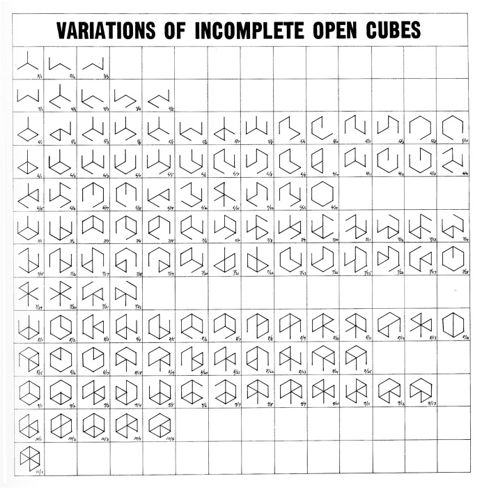 Sol LeWitt's "Variations of Incomplete Open Cubes" (1974)
