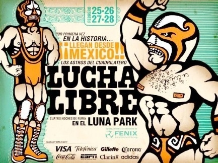 Pulp International - lucha+libre #ivory #white #flyer #orange #black #collateral #teal #green