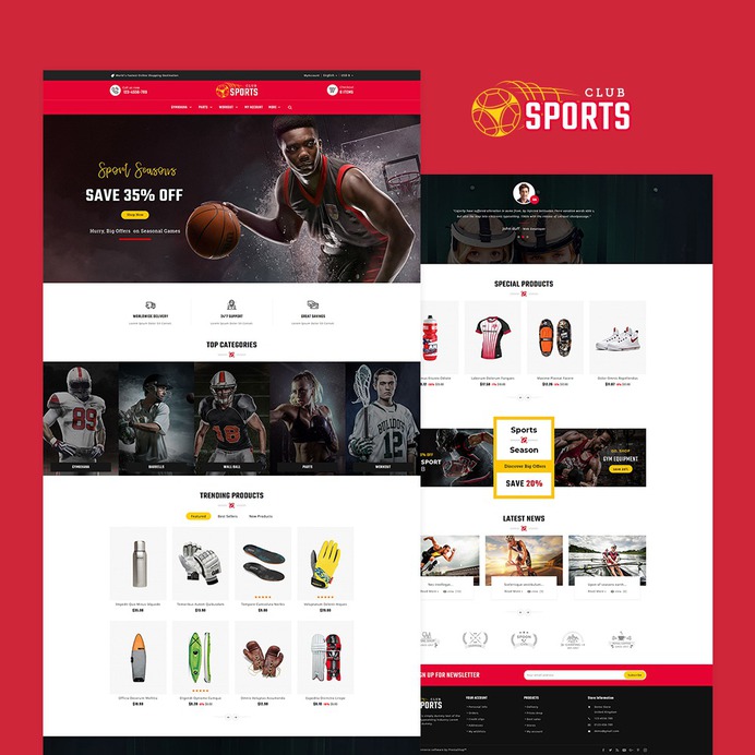 #Sports Club & #Equipment - #Prestashop #Responsive #Theme | #TemplateTrip #eCommerce #Website #Design #Template
