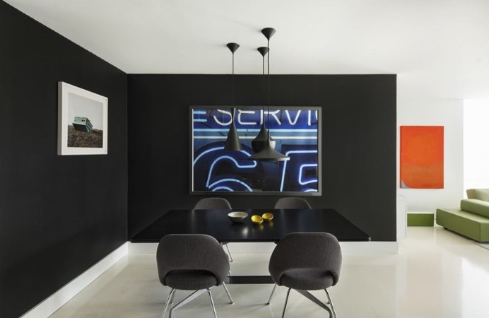 Harrison Avenue apartment with a colorful panelized felt wall