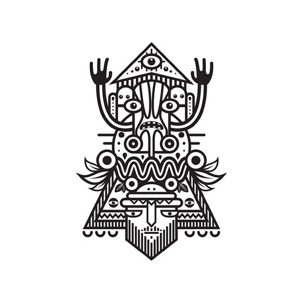 Black & white totem series. http://society6.com/MuratSunger #shop #print #illustration #bnw #art #society #bw