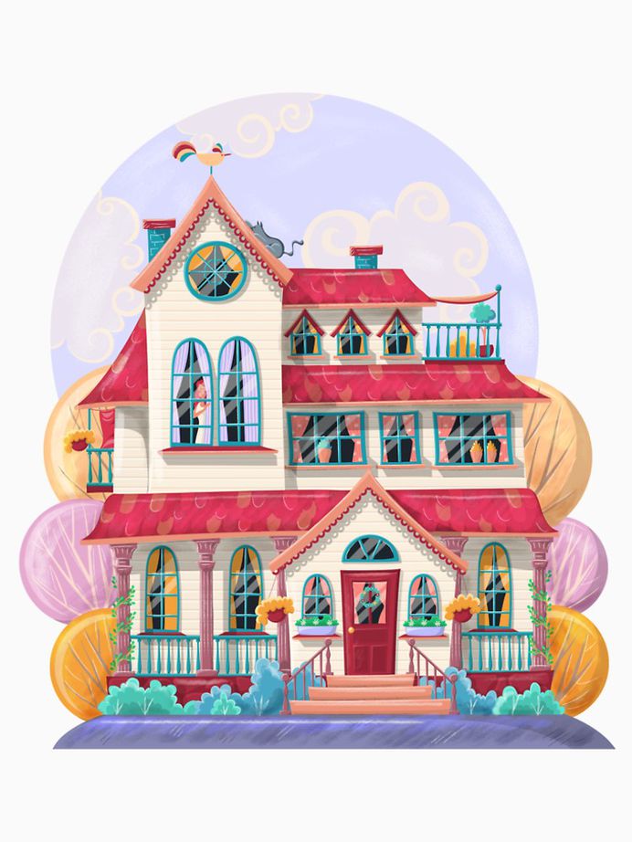 Colorful cartoon house illustration by creaschon