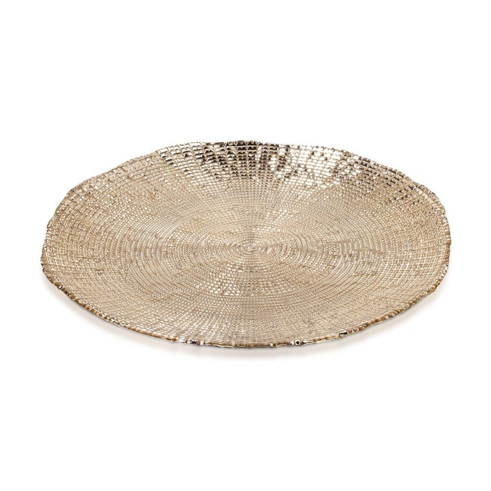 Charger Ritz Tray Glass Gold 32cm x 2cm