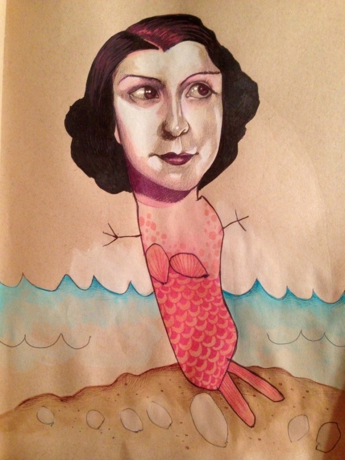Artist collaborates with her 4-year-old #kid #mermaid #illustration #portrait #drawing