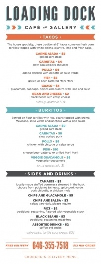 Art of the Menu: Loading Dock #menu