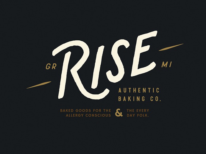 RISE Authentic Baking Co. Logo baking identity art direction design type typography bakery brand handlettering handdrawn branding logo ___ Josh Kulchar