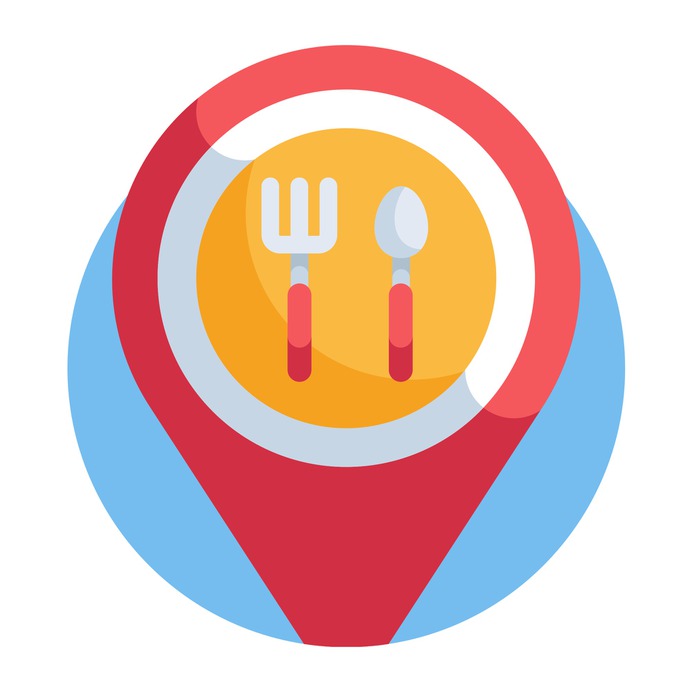 See more icon inspiration related to order, food, maps and location, food and restaurant, location pin, map pointer, map location, placeholder, cutlery, pin and restaurant on Flaticon.