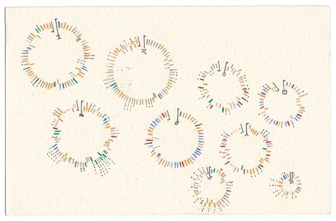 A Week of Phone Addiction by Giorgia Lupi #postcard #data #visualization #art
