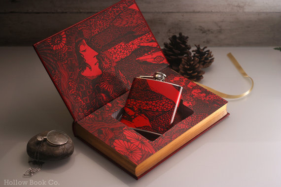 Hollow Book Safe and Hip Flask Edgar Allan Poe Tales of Mystery and Imagination (LEATHER BOUND) #allan #halloween #flask #books #book #hollow #edgar #illustration #poe #cool