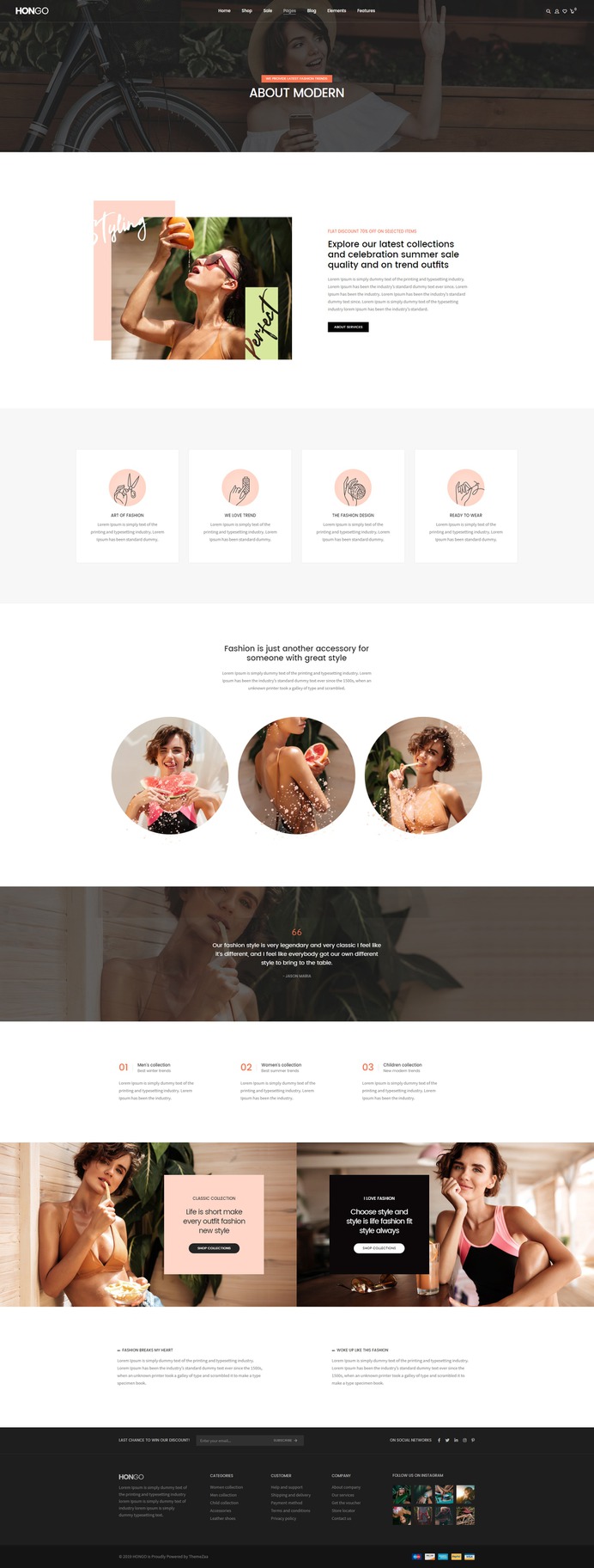 #Hongo #WooCommerce #WordPress Theme for #Fashion About Modern Page by #ThemeZaa