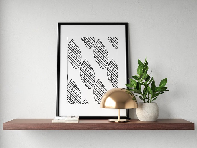 Scandinavian Geometric Leaf Pattern Wall Art Poster Design