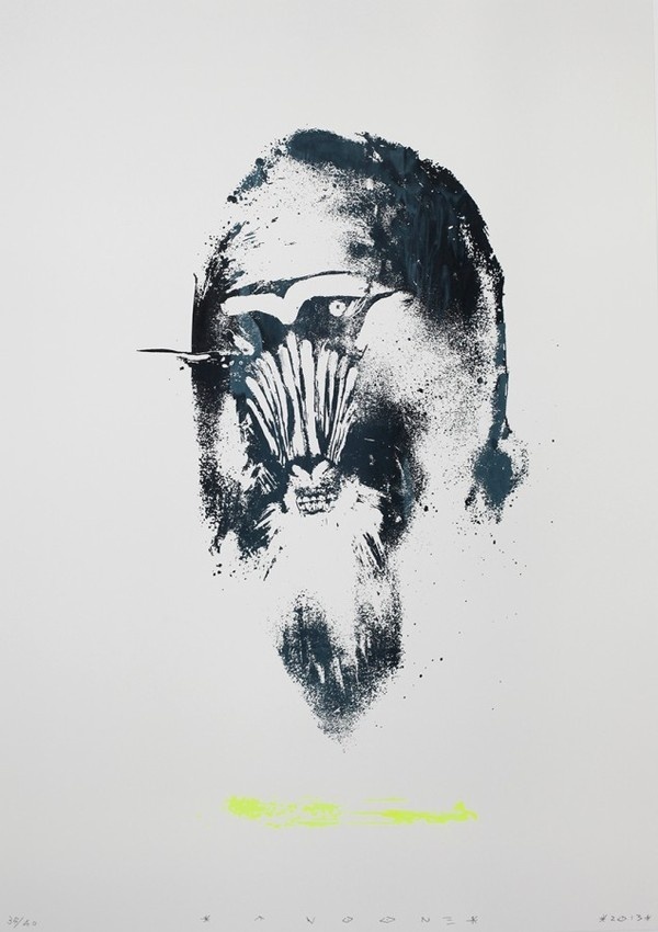 Twoone #baboon #krap #print #twoone #street #artwork #screen #paint #stupid #minimal #art #painting #giclee #spray