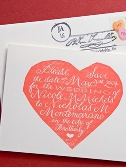 Bird And Banner #heart #red #invitation #handwritten #wedding
