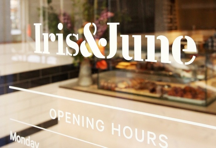 Iris & June #design #graphic #signage #signs #window #typography