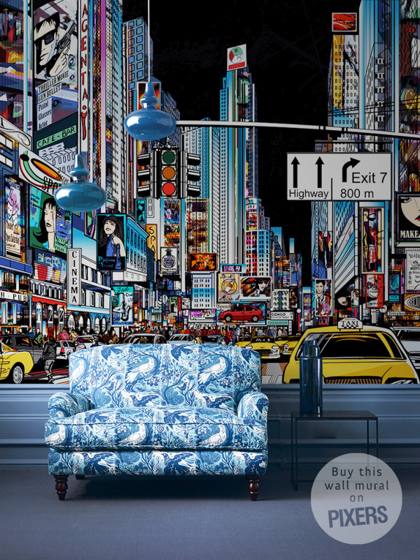 Streets of New York #interior #mural #city #design #lights #decor #home #wall #york #nyc #new