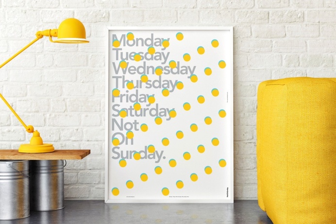#poster #notonsunday #calendar #yellow #turquoise #grid