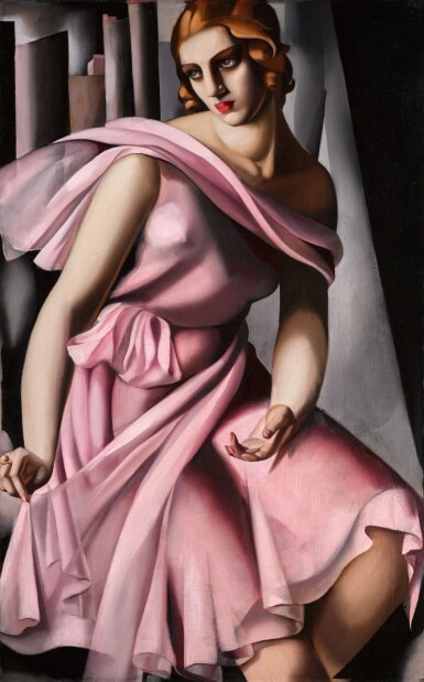 Tamara de Lempicka
1898 - 1980
Portrait de Romana de la Salle
oil on canvas
45 ⅞ by 28 ¾ in. 116.5 by 73 cm.
Executed in 1928.