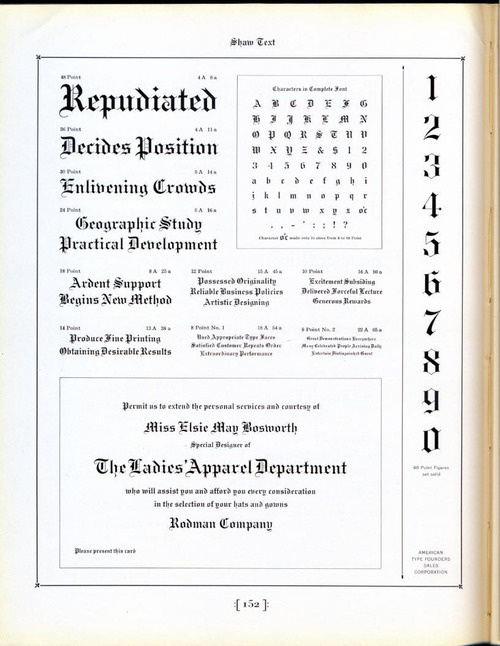 Shaw Text was released by the Inland Type Foundry in 1907. #typography