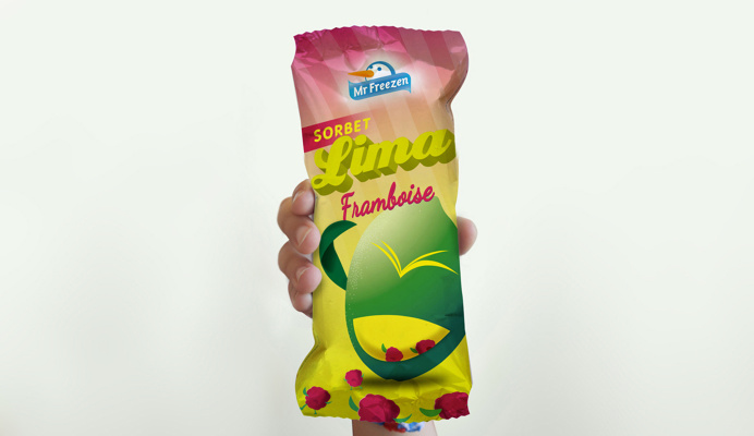 FRENCH SORBET PACK DESIGN. LIME-RASPBERRY FLAVOUR#ICE#SORBET#PACKAGING