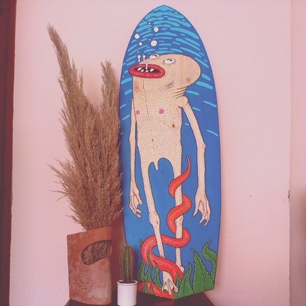 Surfboard painting #wood #posca #surfboard #illstration