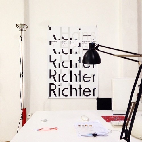 Dark side of typography #hans #white #office #black #richter #wall #poster #workspace #typograph