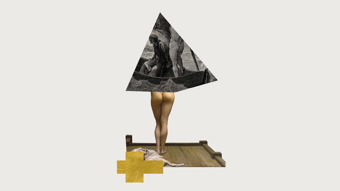 GOLDEN FACADE - printed collage, acrylic, gold leaf. Artwork by Jacob Arden McClure. #facade #JacobArdenMcClure #conceptualart #ardenproject