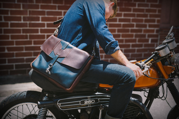 Handcrafted Satchel made of Horween Chromexcel leather by Eighteen32. #leather #satchel #bag #motorcycle #caferacer