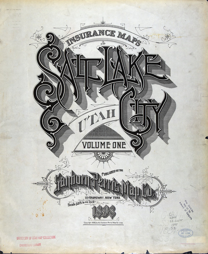 Salt Lake City by Sanborn Map Company #sanborn #map #cartography #salt lake city #utah #lettering