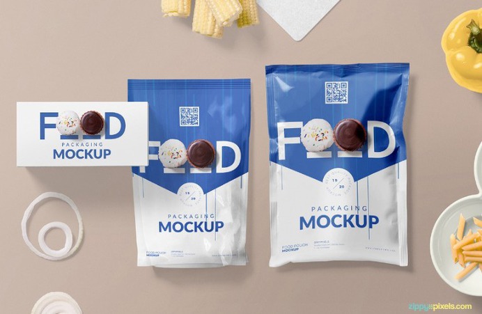 Food Sachet Packaging Mockup PSD