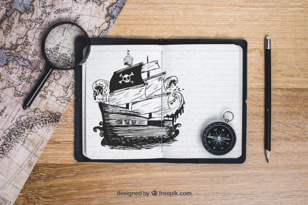 Pirate boat concept Free Psd. See more inspiration related to Mockup, Vintage, Travel, Paper, Map, Retro, World map, World, Mock up, Glass, Boat, Drawing, Compass, Adventure, Pirate, Decorative, Magnifying glass, Tourism, Vacation, Trip, Holidays, Sailor, Treasure, Story, Magnifier, Journey, Up, Vintage paper, Pirates, Concept, Traveling, Treasure map, Vintage retro, Traveler, Captain, Explore, Caribbean, Magnifying, Worldwide, Composition, Mock and Touristic on Freepik.