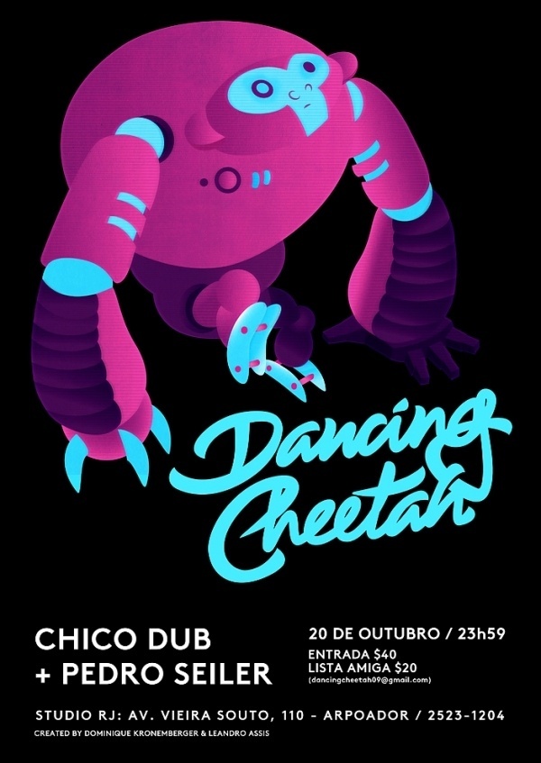 Dancing Cheetah #cyan #flyer #vector #magenta