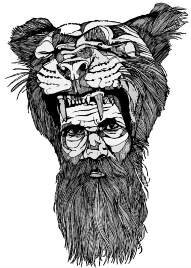 tumblr_lc8yflXq8H1qz9v0to1_500.jpg (JPEG-afbeelding, 499x700 pixels) #white #beard #big #cat #black #illustration #tiger #bw