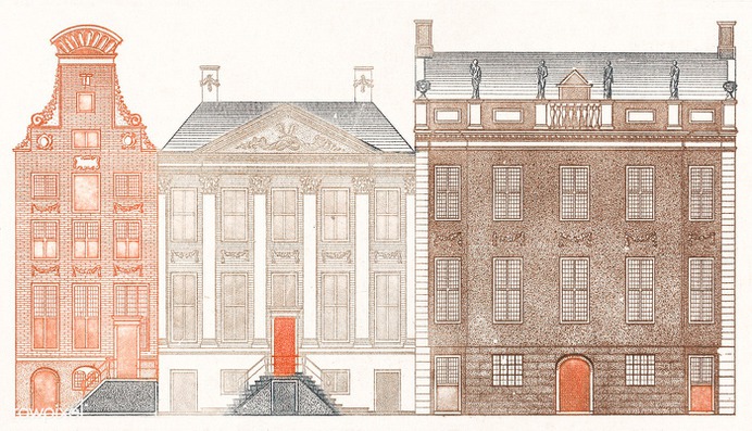 Amsterdam canal houses by Johan Teyler (1648 -1709). Original from The Rijksmuseum. Digitally enhanced by rawpixel.