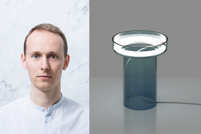 Quentin de Coster y lámpara de mesa Halo (2017).