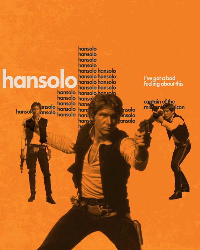 Han Solo Mid Century Poster | Star Wars Wall art | Minimalist Retro