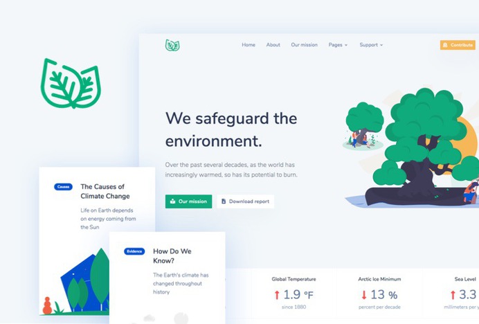 Leaf - Non Profit Eco Bootstrap 4 Template 🍃
