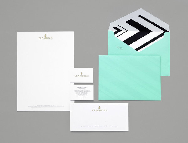 Claridges_stationary_overhead #layout #colour #identity