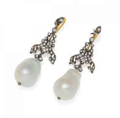 Pearl And Diamond Drop Earrings.