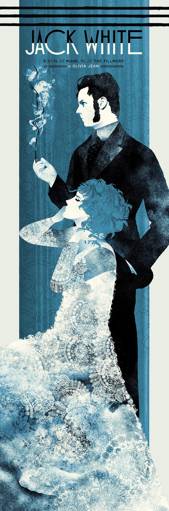 Image of Jack White Miami, FL 9.21.14 #white #silent #print #the #screen #giants #jack #illustration #french #paper #3-color