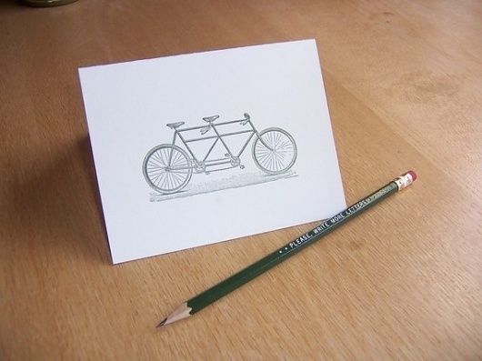 The Tandem letterpress card by CabbageCreative on Etsy #creative #letterpress #cabbage #tandem #bike