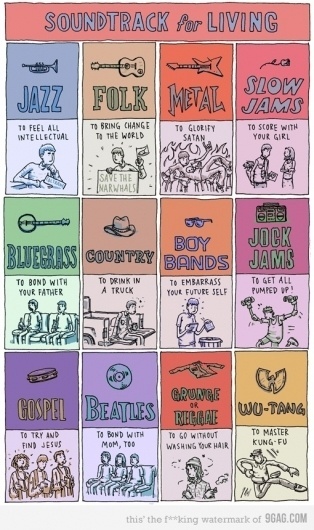 9GAG - Soundtrack for Living #music #illustration #genre