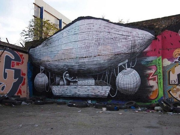 Hackney wick street art by Phlegm #abstract #surrealism #art #street #surreal