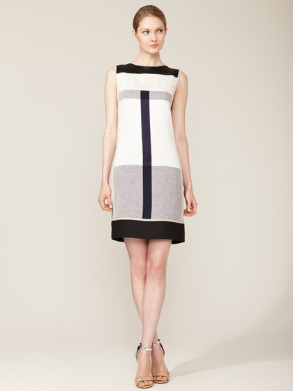 Narciso Rodriguez Linen Paneled Shift Dress #fashion #dress #geryscale