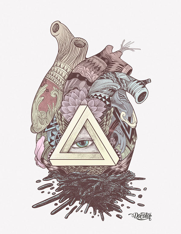 El corazon de la ilusión on Behance #heart #illusion #design #anatomy #eye #illustration #triangle #art #love