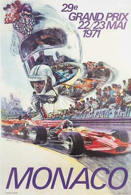 $1100 • Buy Monaco Grand Prix 1971 Vintage French Race Car Poster On Linen Excel Original