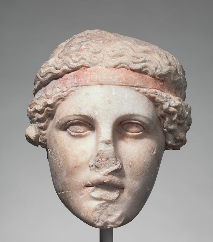 Marble head of a deity wearing a Dionysiac fillet, ,Stone Sculpture